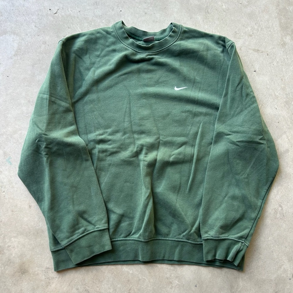 Vintage Nike Crewneck Sweatshirt Forest Green Embroidered Swoosh Mens Large